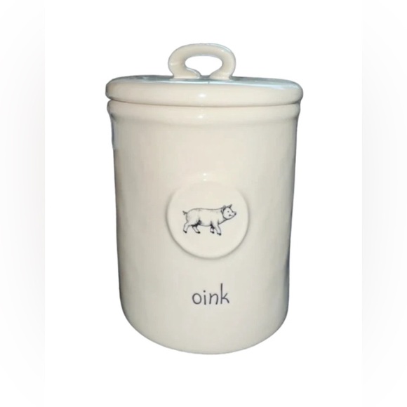 NEW Rae Dunn OINK 🐖 Baby Canister with Loop Handle - Picture 1 of 1